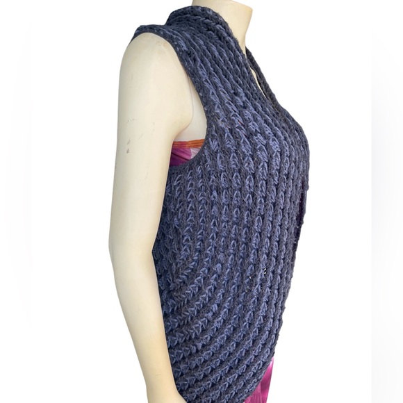 Anthropologie Sleeping on Snow Dark Chunky Knit Wool Cardigan Sweater - Picture 5 of 8